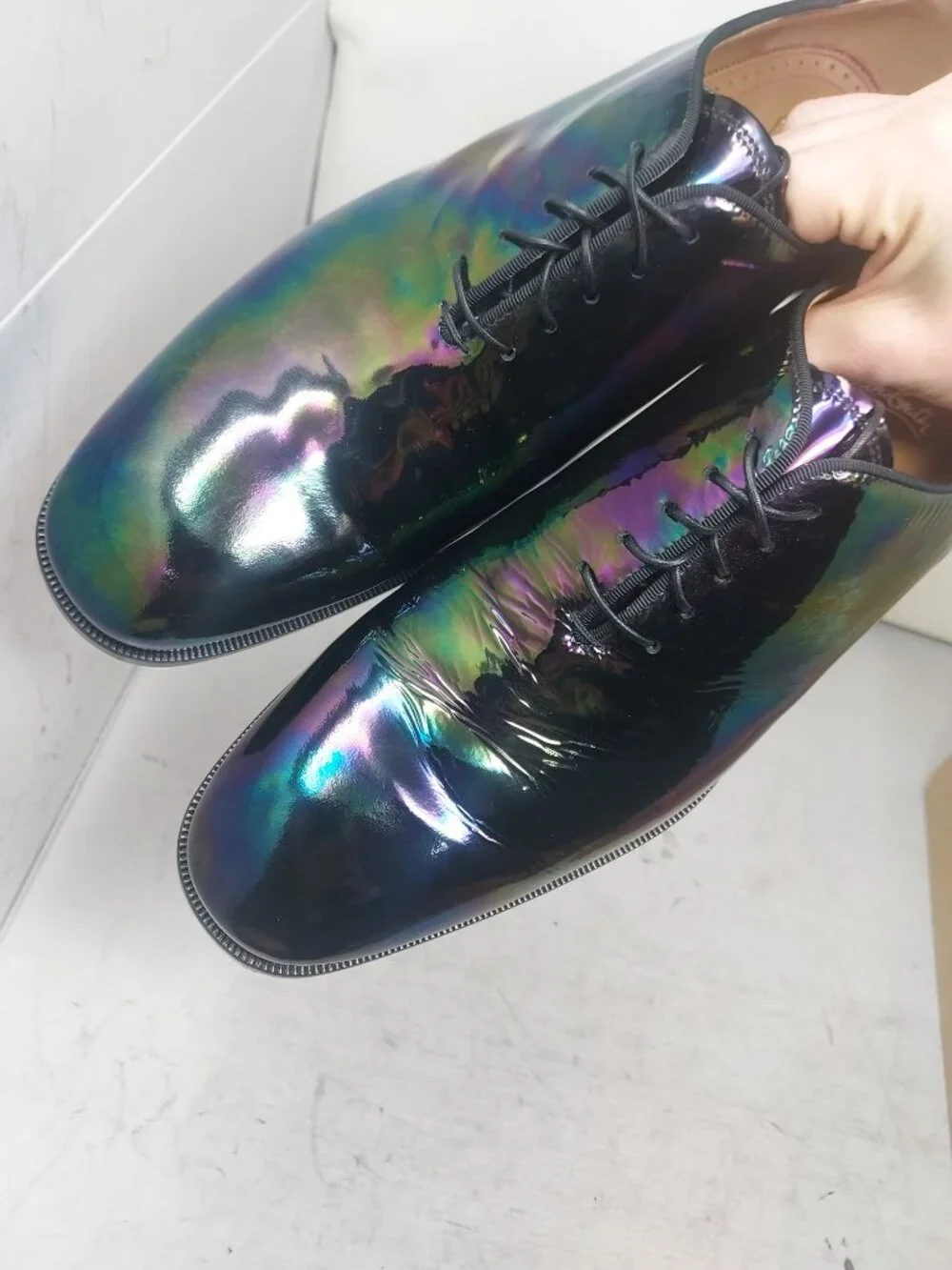 Christian Louboutin Corteo Rainbow RARE Holographic Iridescent Lace Up Shoe